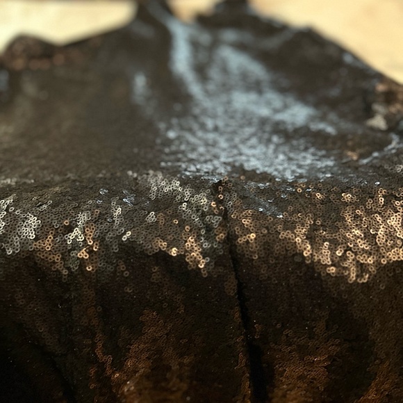 FREE‎ PEOPLE Liquid Shine Mini Dress Black Sequins Drop Waist M - Picture 11 of 15